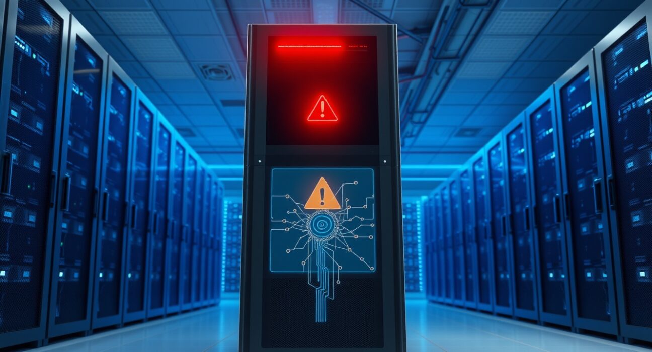 Digital infrastructure disruption showing server outage affecting HyperEVM blockchain network operations.