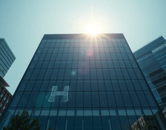 Hyperion DeFi corporate headquarters with digital network overlays, representing its crypto treasury growth.