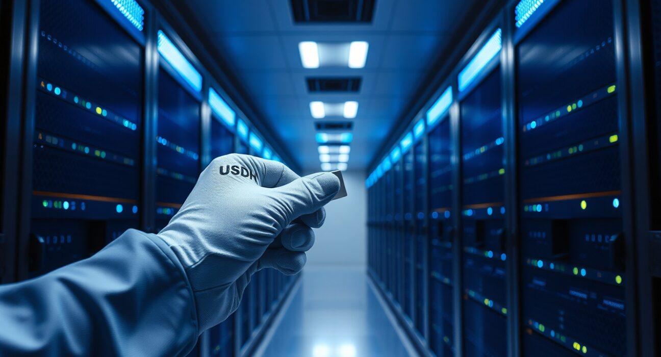 A server rack labeled USDH being disconnected in a data center, representing HyperLend's service termination.