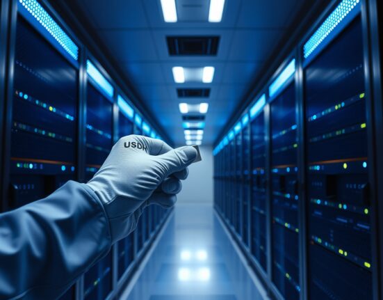 A server rack labeled USDH being disconnected in a data center, representing HyperLend's service termination.