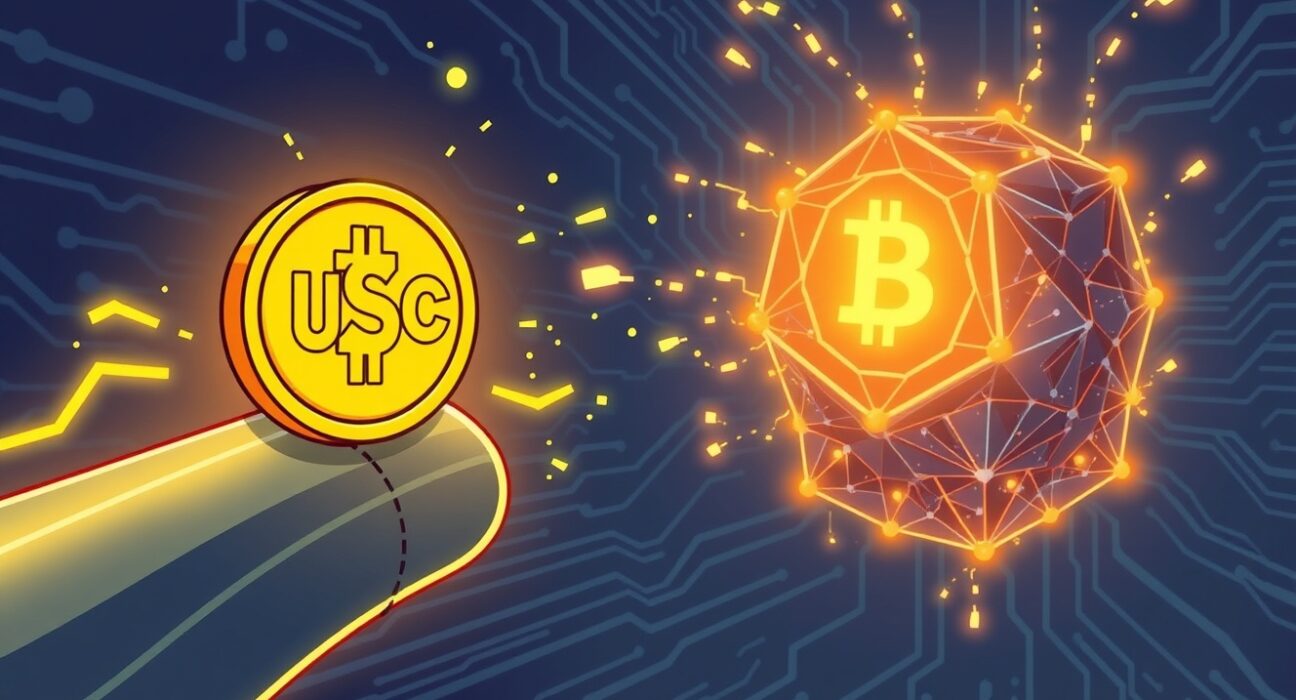 Illustration of direct native USDC deposits flowing seamlessly into the Hyperliquid blockchain core.