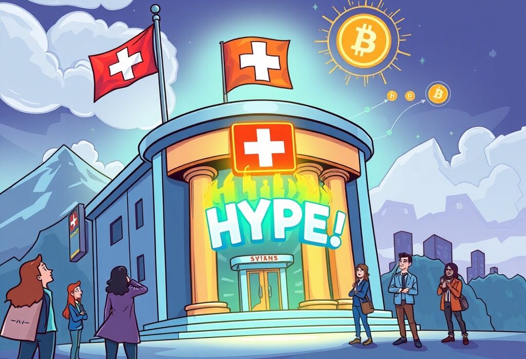 A cartoon illustration showing the launch of a Hyperliquid ETP, symbolizing crypto's integration into traditional finance.