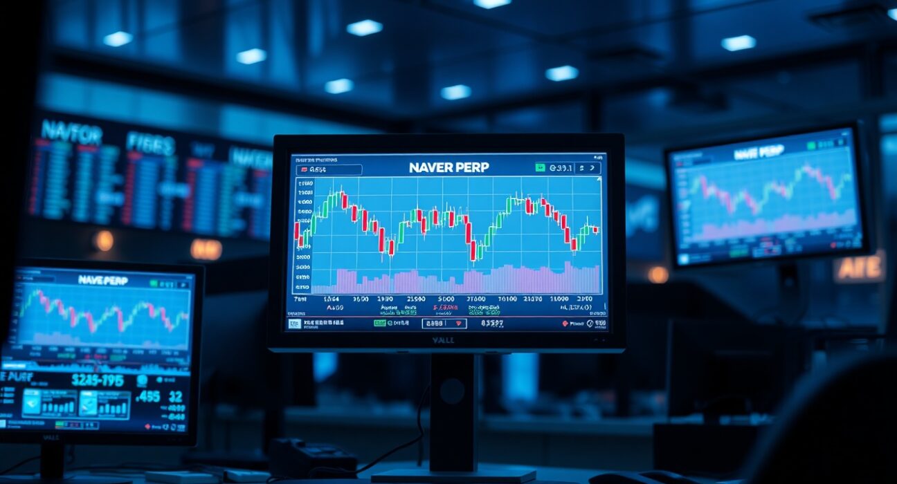 Trading monitor displaying NAVER perpetual futures charts on Hyperliquid platform