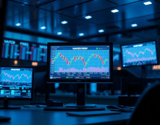 Trading monitor displaying NAVER perpetual futures charts on Hyperliquid platform
