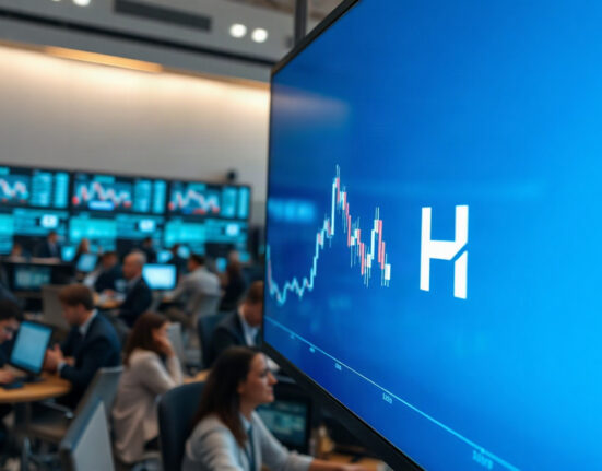 Digital trading screen showing crypto chart with Hyperliquid symbol after index inclusion