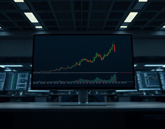 Hyperliquid HYPE token price chart approaching the 50-day EMA on a trading screen.