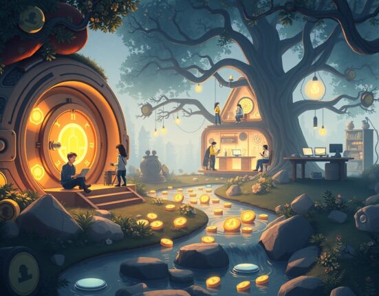 Hyperliquid HYPE token distribution strategy visualized as a flow of digital assets to developers.