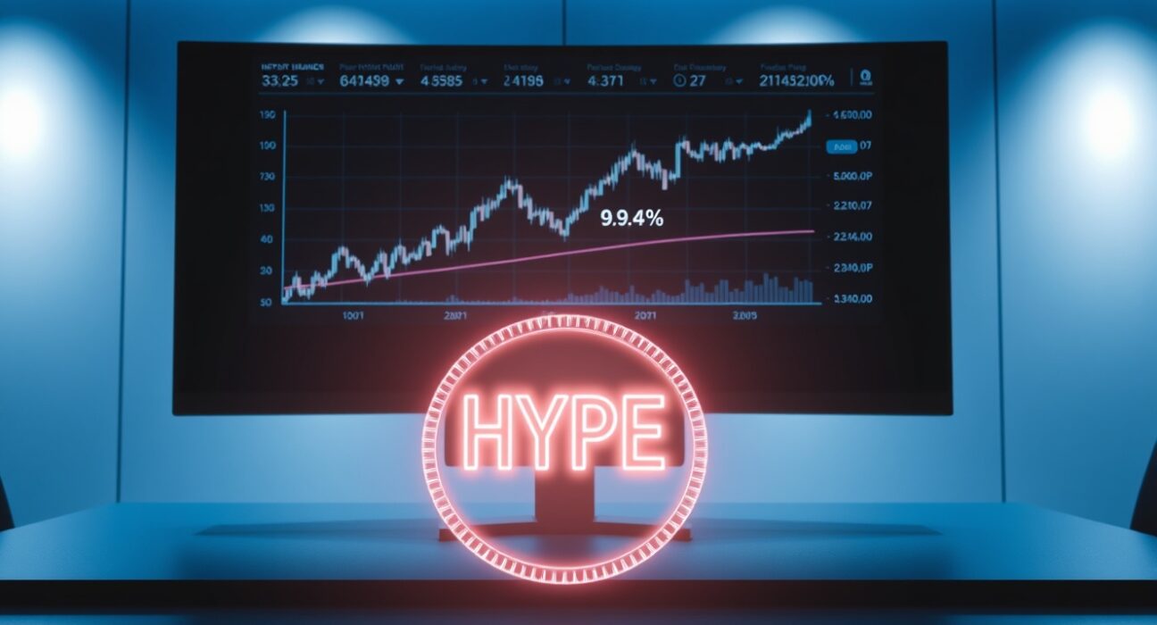Digital trading dashboard showing Hyperliquid perpetual futures open interest share at 9.4%