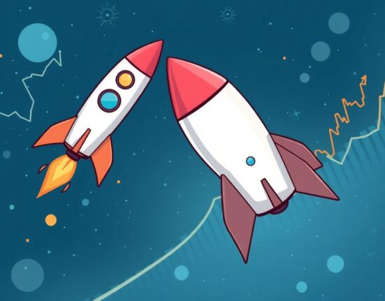 A vibrant cartoon shows Hyperliquid perpetuals gaining on Binance, illustrating rapid market share growth in crypto trading.