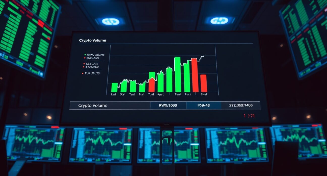 Digital trading dashboard showing RWA volume surpassing crypto volume on Hyperliquid