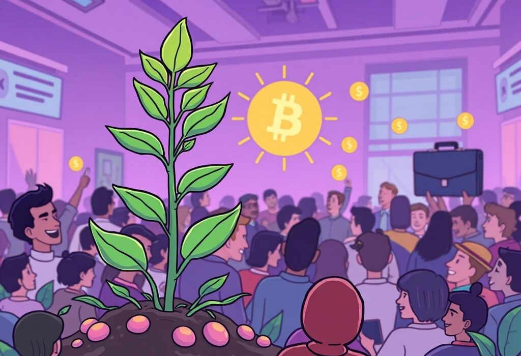 An illustration symbolizing Hyperliquid's success in growing a thriving decentralized exchange independently, without venture capital funding.