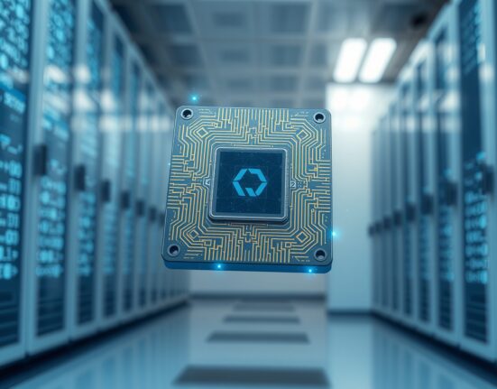 Quantum computer processor chip representing IBM's expansion and crypto security threats