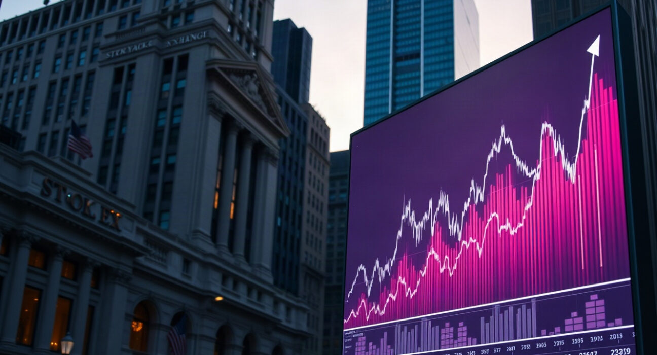 NYSE parent ICE considers investing in Polymarket, with financial charts in background