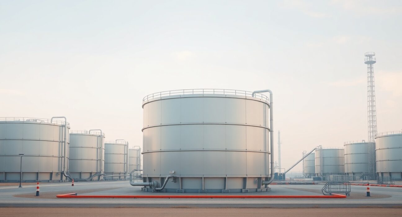 Strategic petroleum reserve facility illustrating IEA oil release proposal for market stability