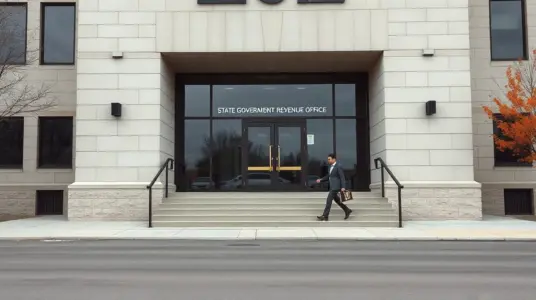 Exterior of an Illinois state revenue office building where draft digital asset tax rules were published