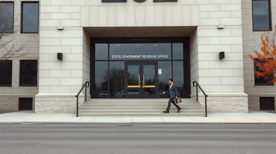 Exterior of an Illinois state revenue office building where draft digital asset tax rules were published