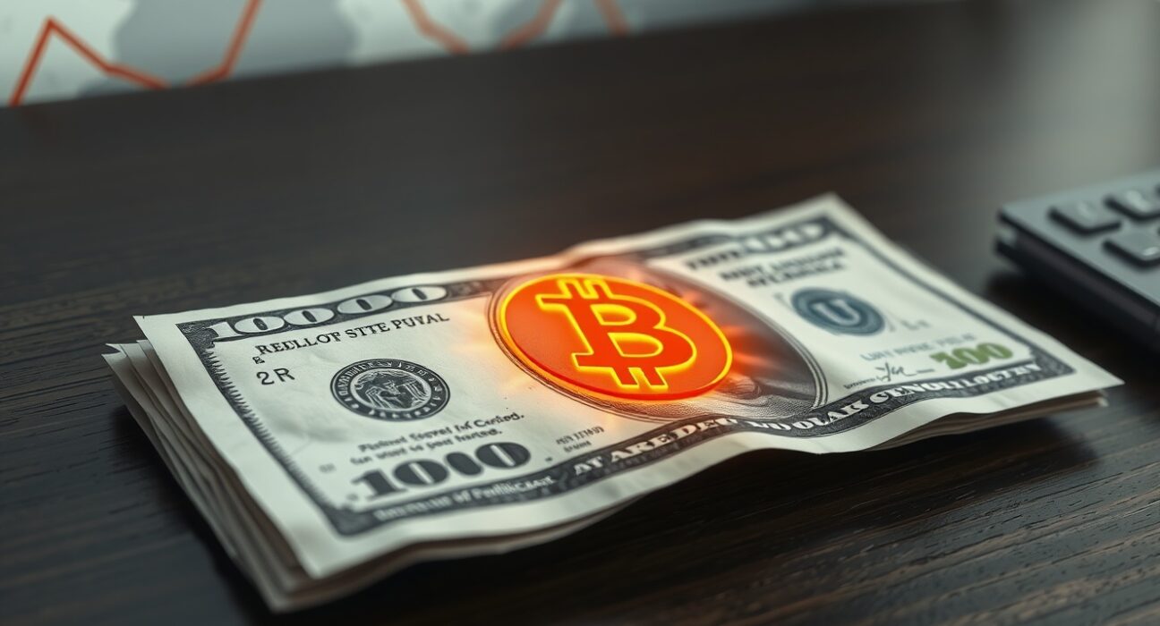 IMF global debt warning analysis with Bitcoin symbol on currency representing hedge potential.