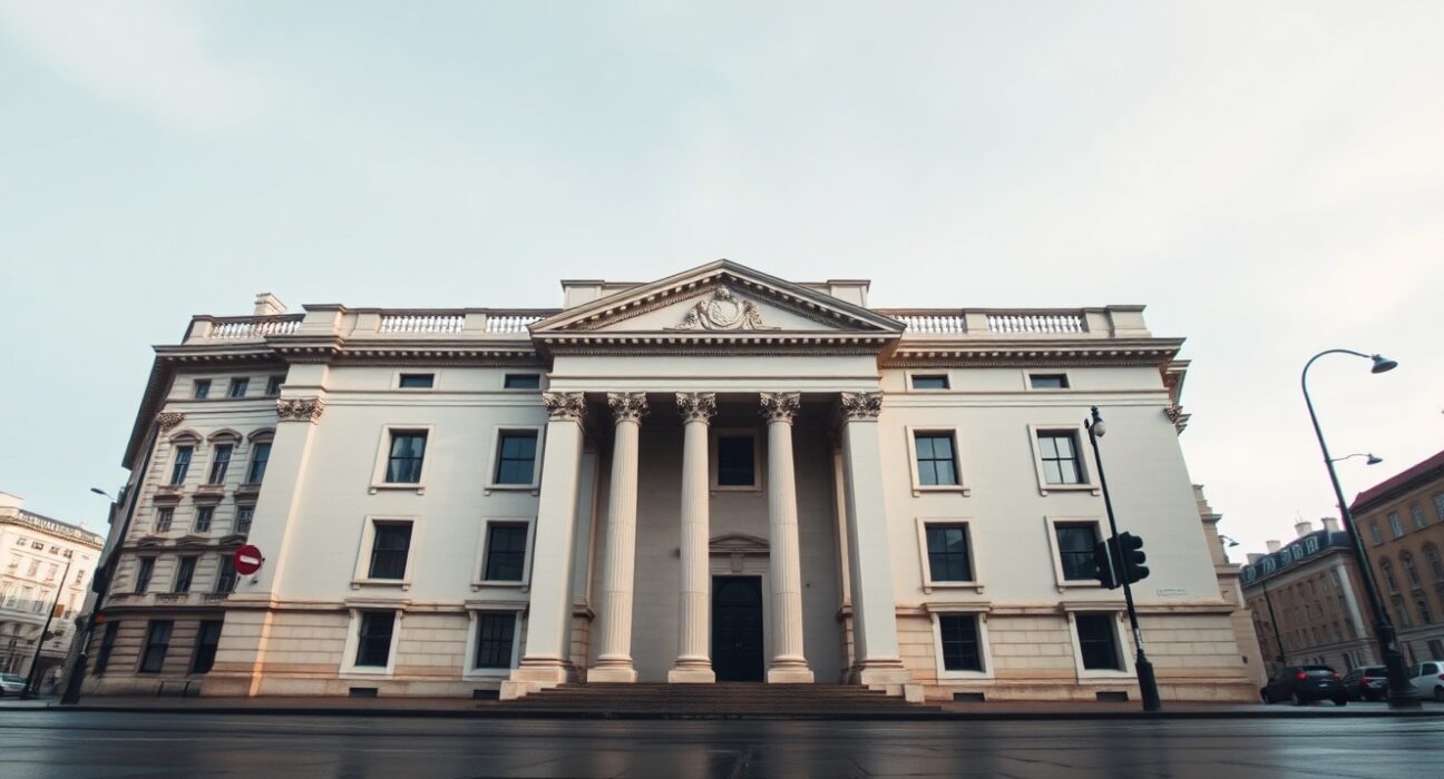 Bank of England headquarters in London on a cloudy day