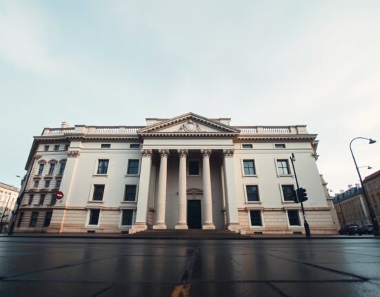 Bank of England headquarters in London on a cloudy day