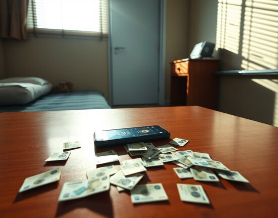 Scene from the Incheon cryptocurrency robbery investigation showing evidence at the motel crime scene