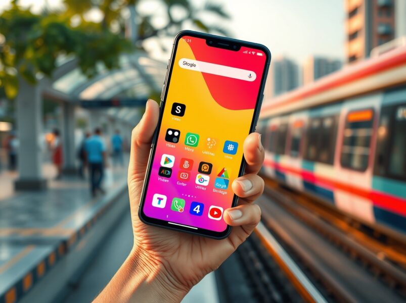 Smartphone displaying app store growth representing India's booming mobile app market revenue in 2025.