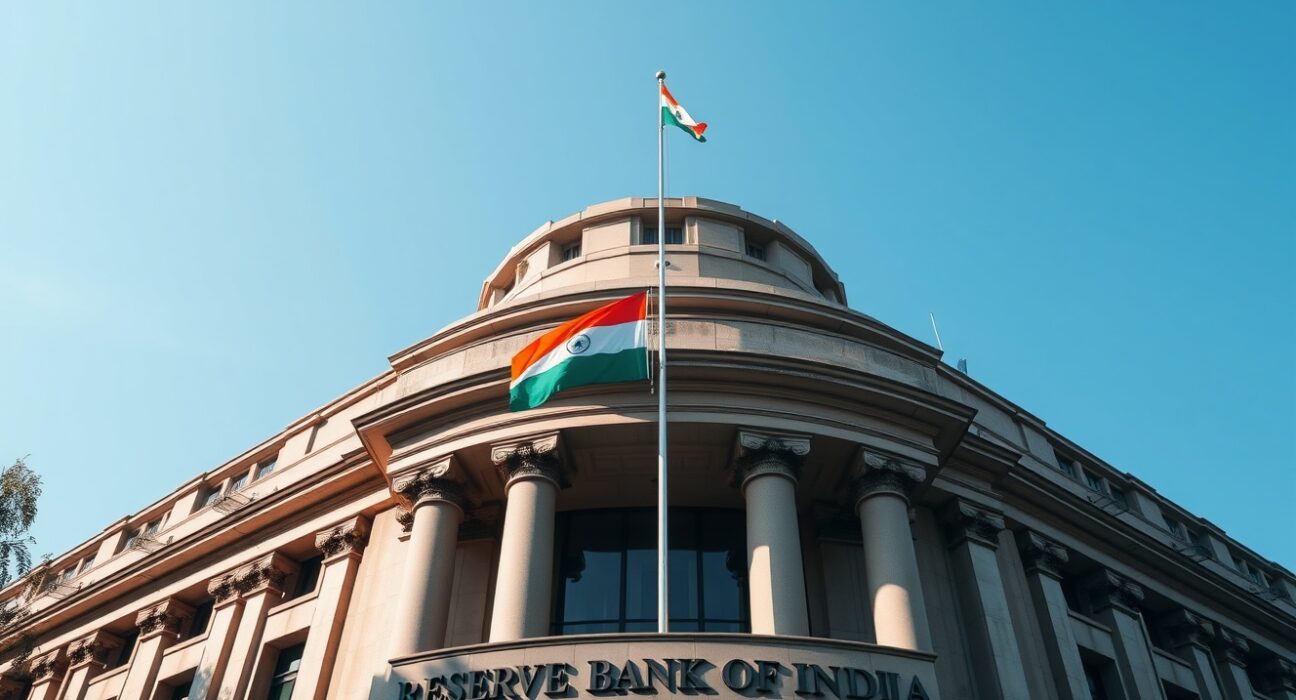Reserve Bank of India headquarters in Mumbai on a clear day