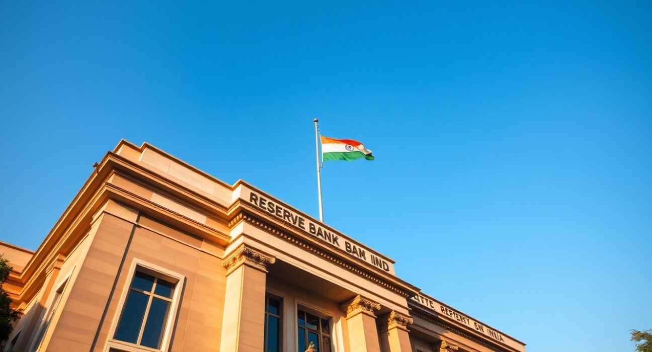 Reserve Bank of India headquarters building in Mumbai on a sunny day