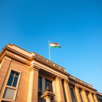Reserve Bank of India headquarters building in Mumbai on a sunny day