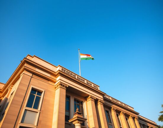 Reserve Bank of India headquarters building in Mumbai on a sunny day