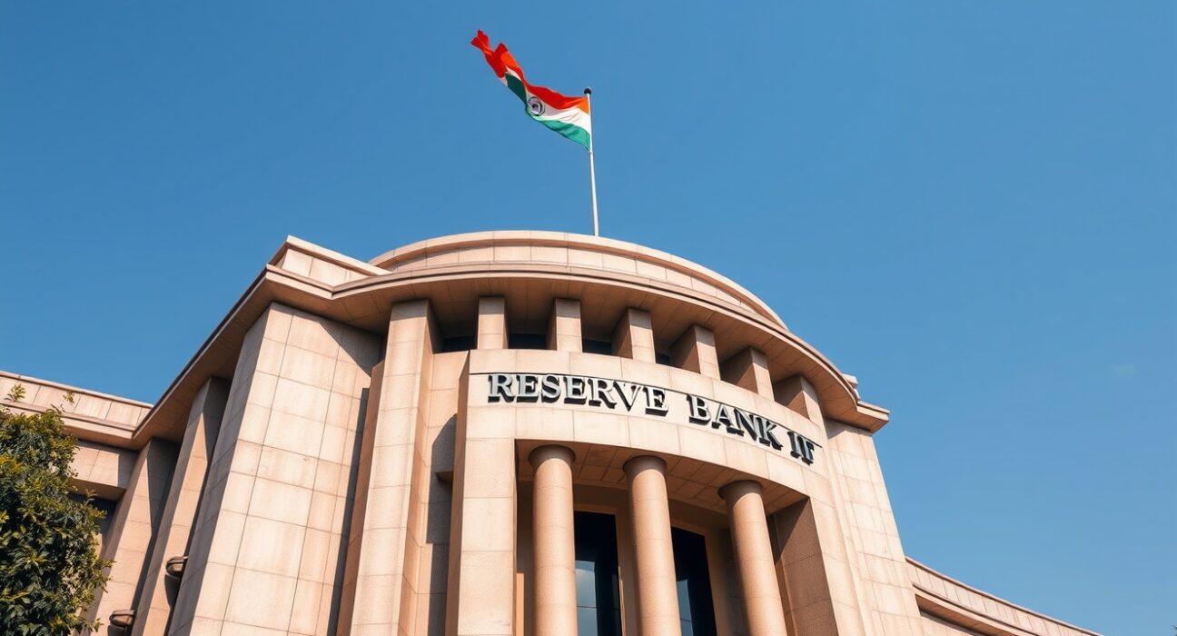 Reserve Bank of India headquarters in Mumbai on a sunny day