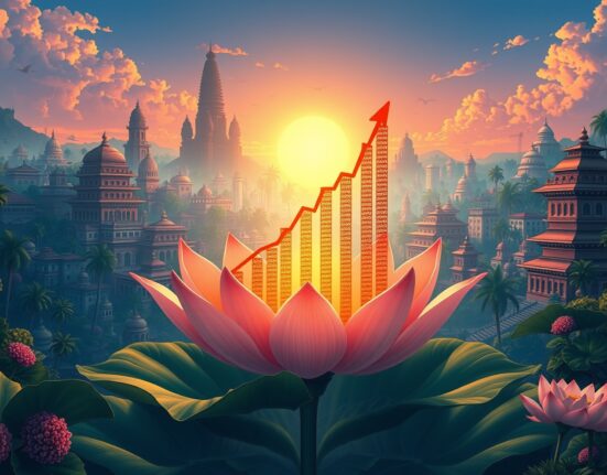 India's economic growth forecast visualized through DBS analysis and GDP methodology update