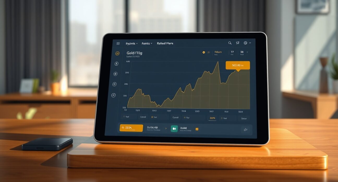 Digital dashboard showing rising India gold price chart from Bitcoin World data analysis