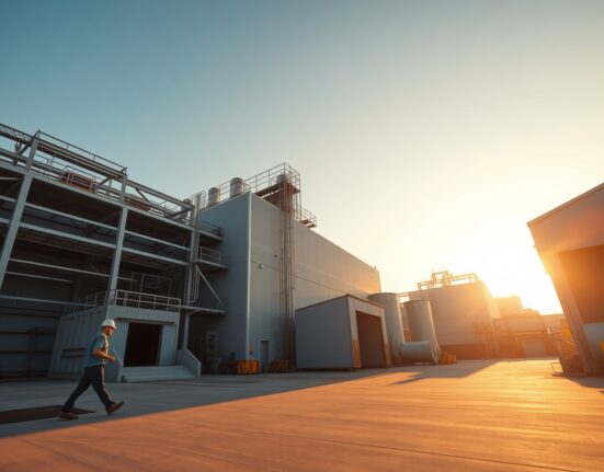 Exterior view of a modern industrial factory in India, representing the manufacturing sector.
