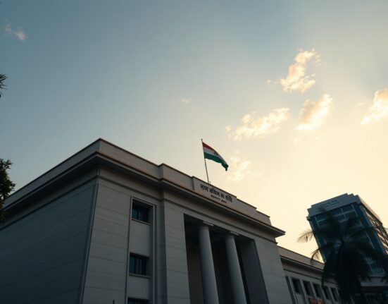 Reserve Bank of India headquarters in Mumbai on a clear day