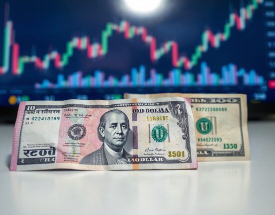 Indian Rupee and US Dollar banknotes side by side