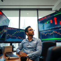 Indian currency trader monitoring forex and crude oil charts after rupee rally and oil price crash