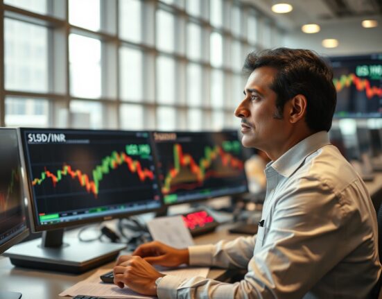 Indian currency trader monitoring forex and crude oil price charts after US-Iran deal announcement