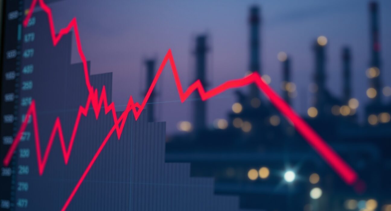 Indian rupee hits record low against US dollar on trading screen amid oil market turmoil.