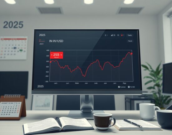 Indian rupee hits record low against US dollar on financial trading dashboard in 2025