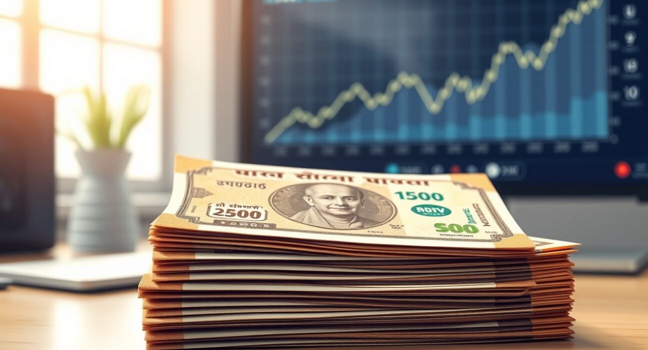 Indian Rupee banknotes representing currency recovery and RBI economic stabilization policy.