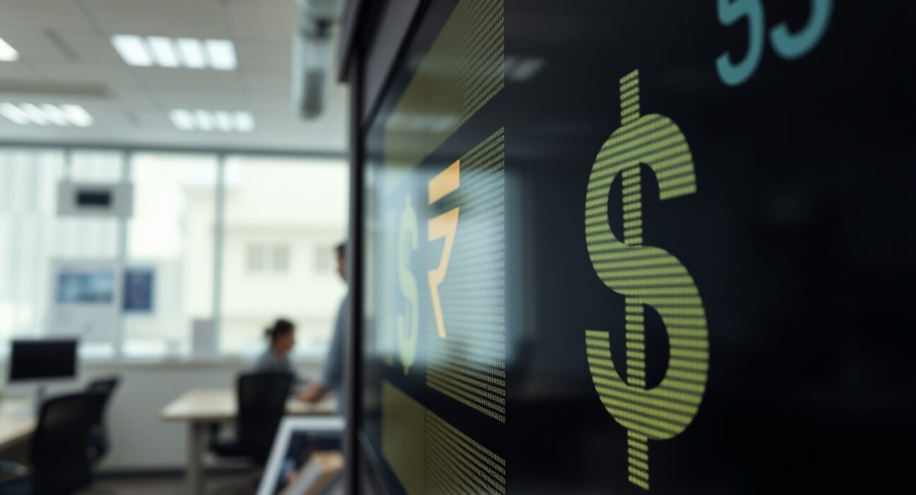 Currency exchange board showing Indian Rupee and US Dollar symbols