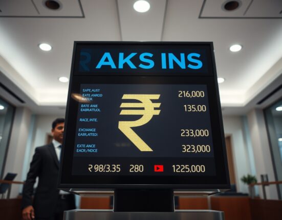 Digital currency exchange board displaying Indian Rupee rates in a bank lobby