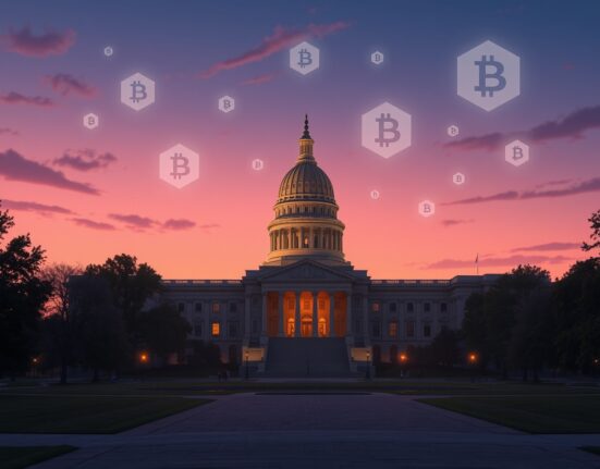Indiana State Capitol building representing the passage of cryptocurrency pension investment legislation