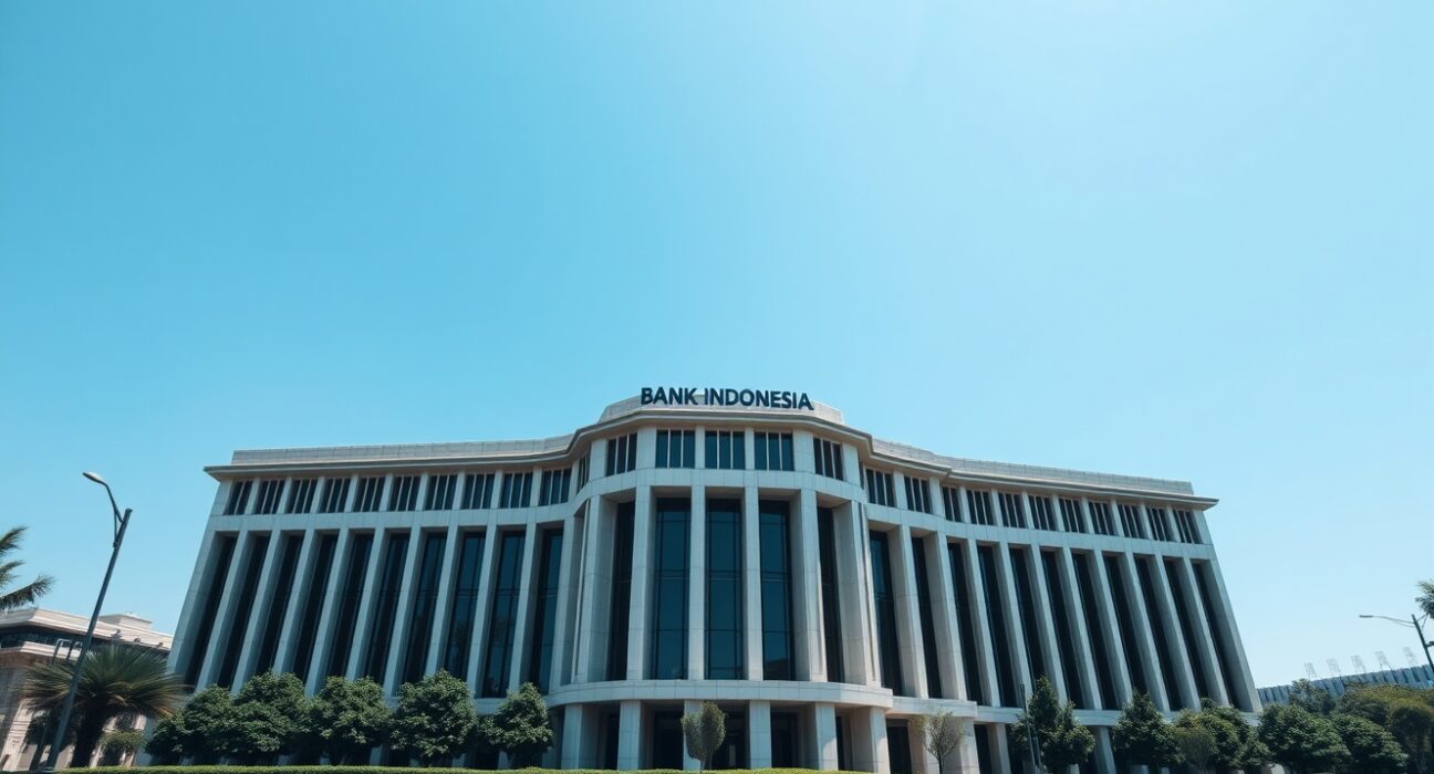 Bank Indonesia headquarters in Jakarta, representing the country's fiscal stability.