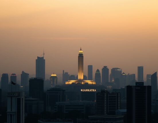 Jakarta skyline at dusk, representing Indonesia's economic outlook and fiscal risks.
