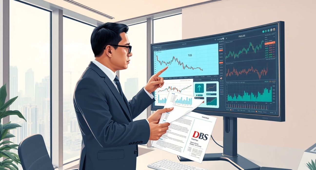 Financial analyst examines Indonesia's index review data and fiscal strain indicators in Jakarta office