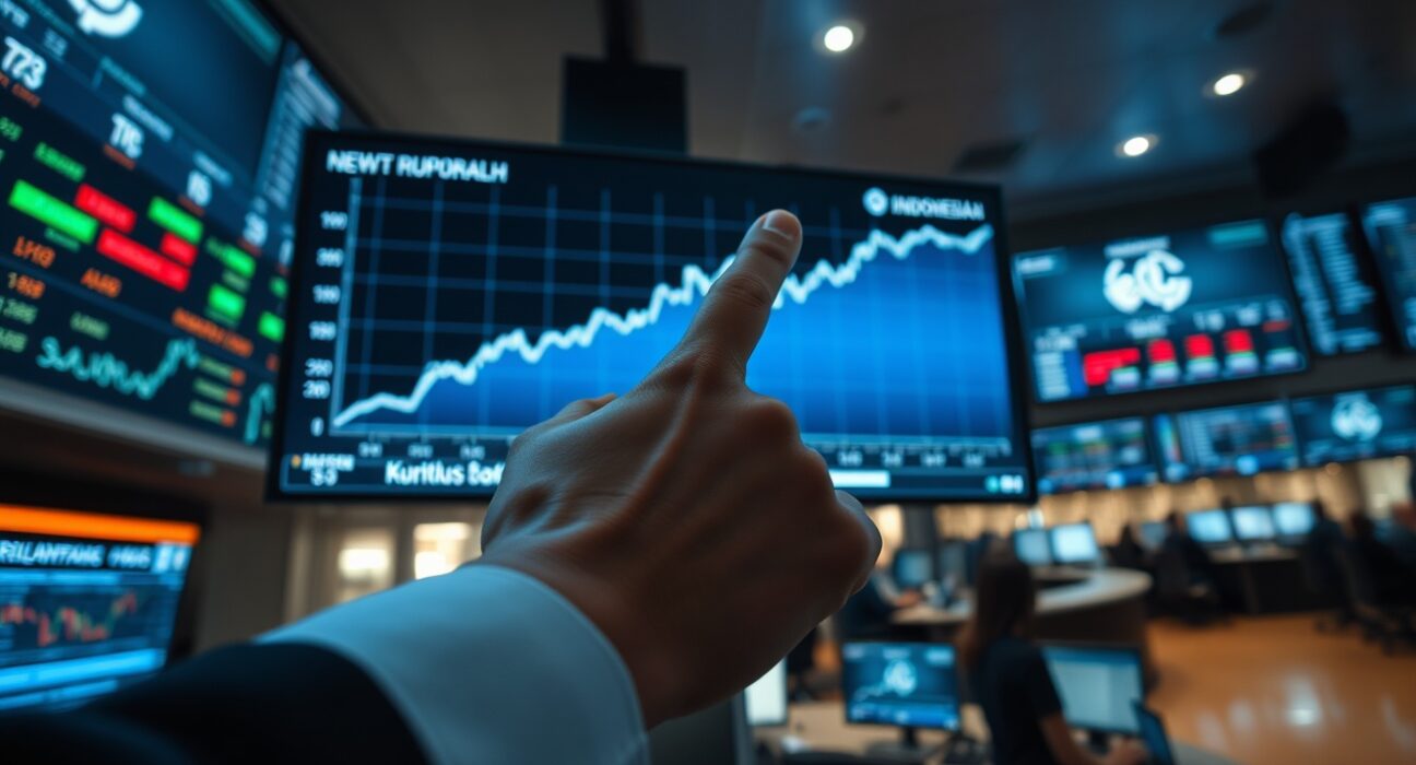 Financial chart showing Indonesian rupiah strengthening against US dollar after Bank Indonesia rate hike