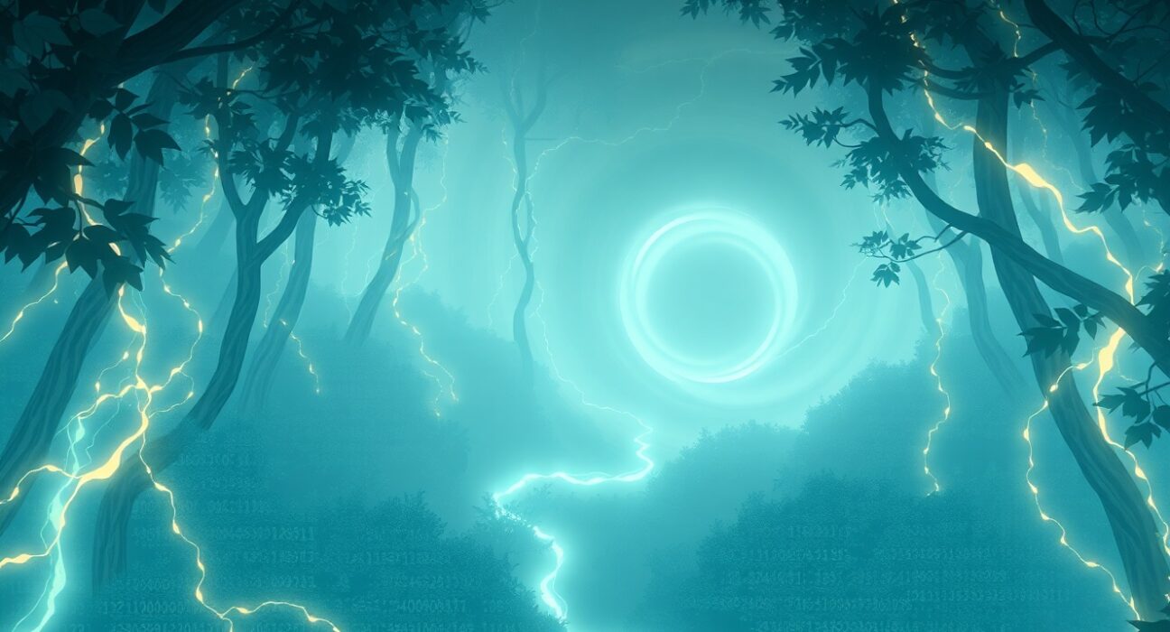 Infini hacker laundering ETH through Tornado Cash visualized as data streams flowing into an opaque vortex.