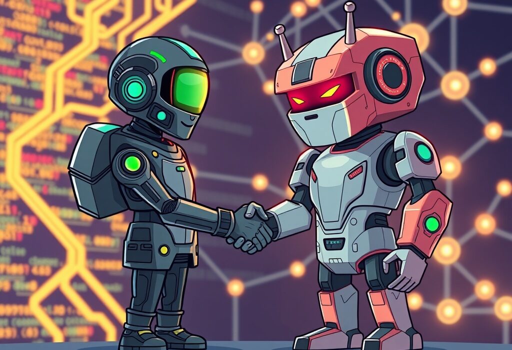 Cartoon showing Infinity Ground Nvidia Inception partnership, symbolizing accelerated development of decentralized AI agents.