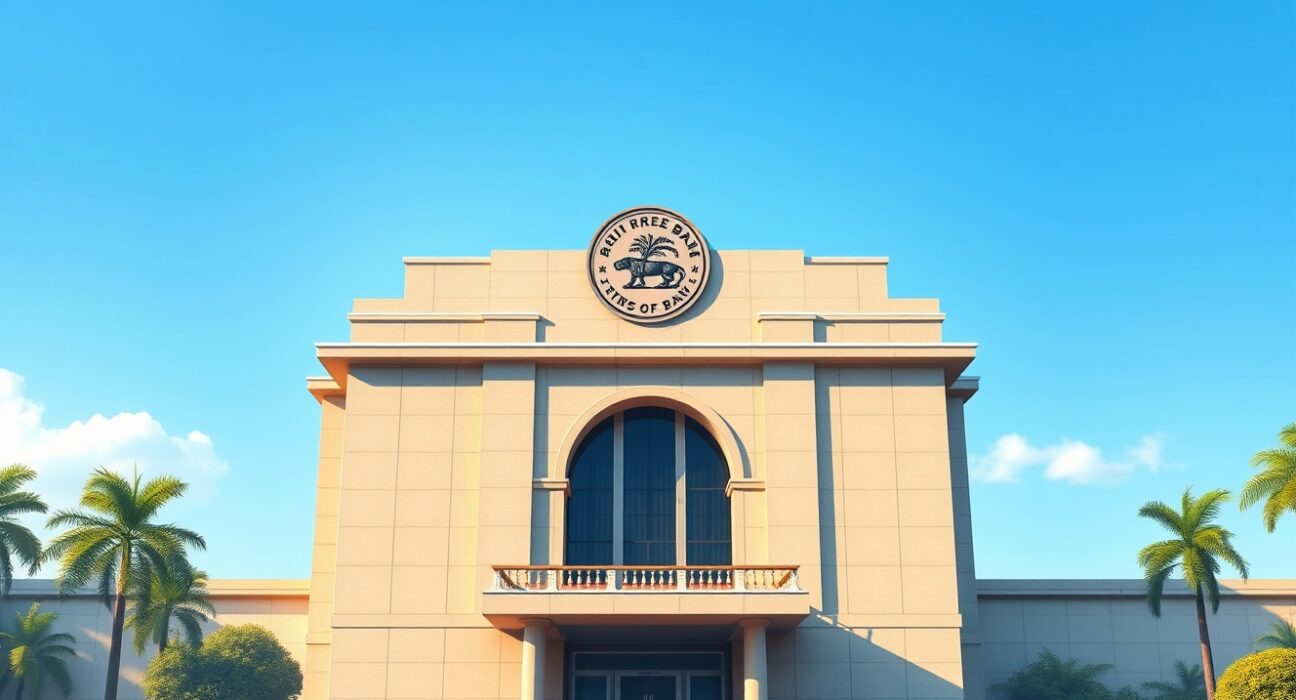 RBI headquarters in Mumbai as the central bank eases INR FX curbs to balance hedging needs, according to DBS analysis.